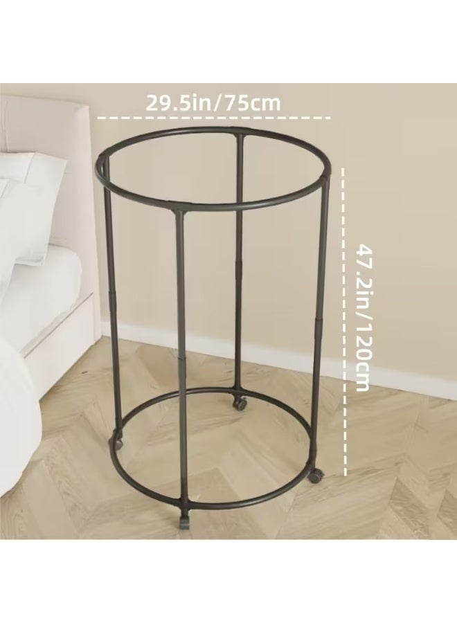 هابي هوم ستاند ملابس دائري متحرك بعجلات – شماعة ملابس معدنية قائمة بذاتها بزاوية دوران 360 درجة – منظم ملابس أرضي متعدد الاستخدامات للمنازل والمحلات التجارية والبوتيكات – تصميم عملي بثبات عالي وقدرة تحمل قوية وسهل التركيب - Image 4